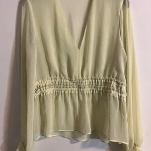 Express Light Green V-Neck Blouse